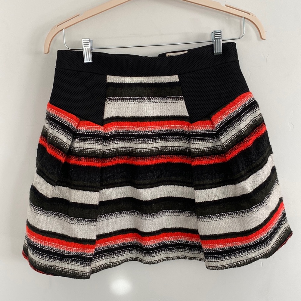 Milly Orange Black Stripe Wool Skirt 8